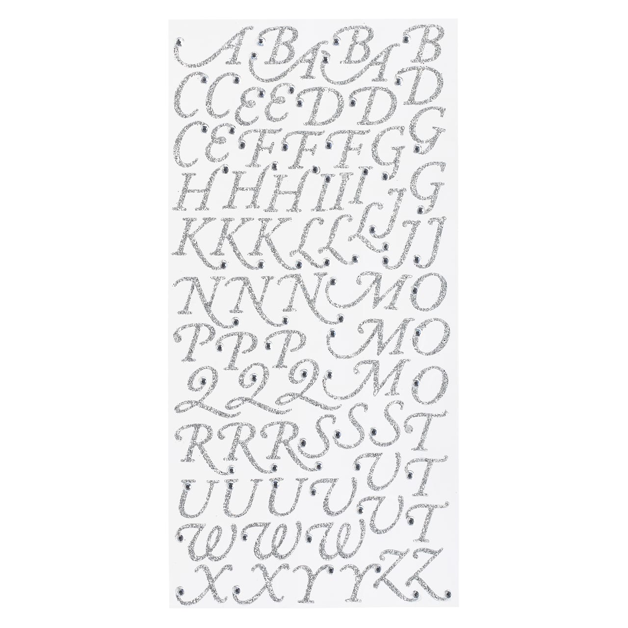 Silver Glitter Rhinestone Script Alphabet Stickers by Recollections™